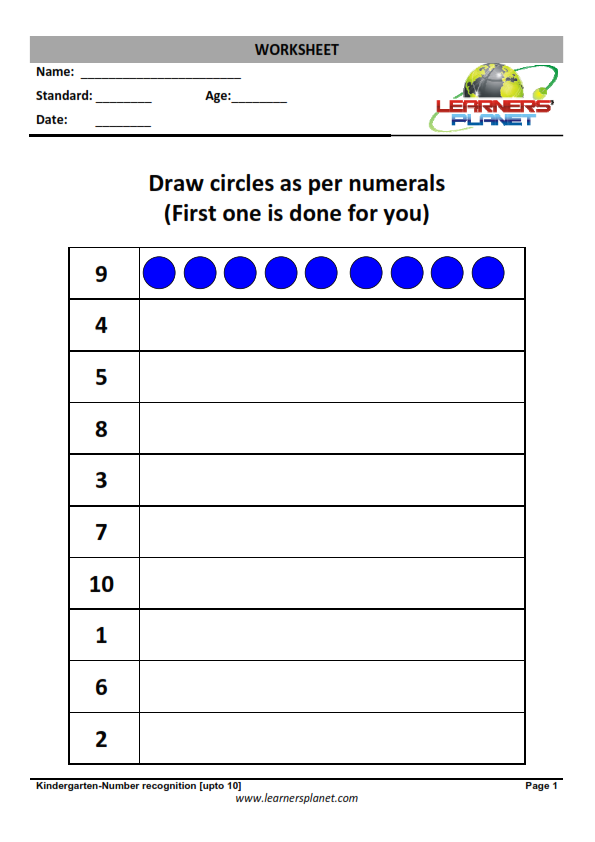 Free Printable Counting Worksheets for Pre-k & Kindergarten-Draw the circles